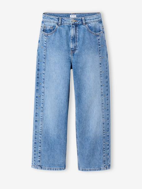 Jean large rivets étoiles bleu clair 3 - vertbaudet enfant 