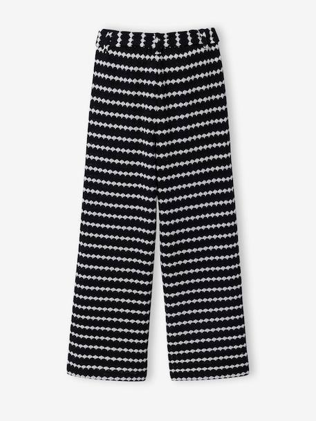 Pantalon large en maille fantaisie fille noir+rayé noir 5 - vertbaudet enfant 