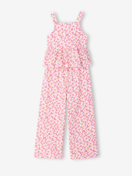 Ensemble pantalon top fleurs vieux rose 1 - vertbaudet enfant 
