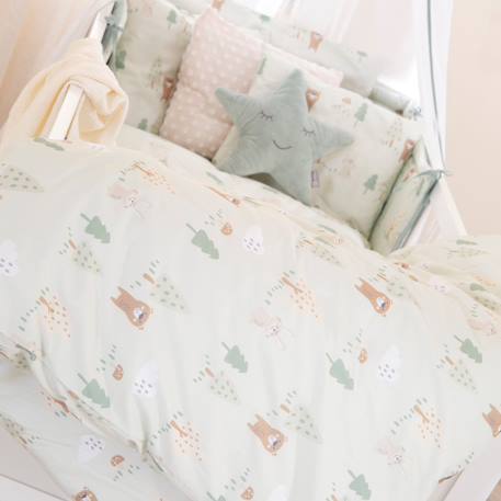 Parure lit bébé 4 pièces en coton woodland buddies Vert pastel 6 - vertbaudet enfant 