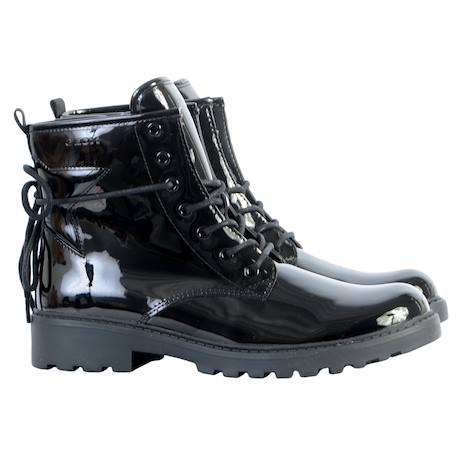 Bottines en cuir  vernis  à lacets Noir 3 - vertbaudet enfant 