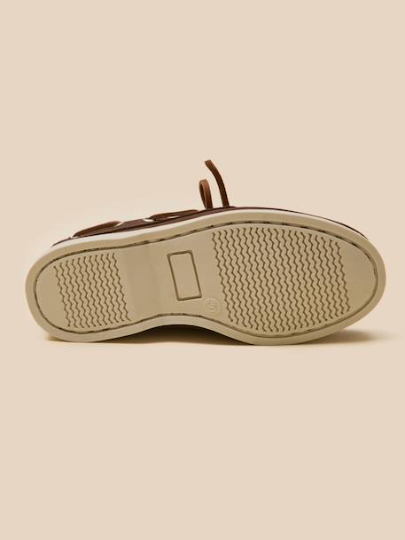 Chaussures bateau en cuir garçon Marine+Marron 10 - vertbaudet enfant 