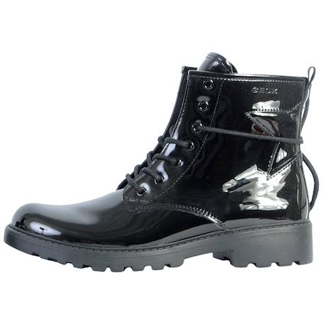 Bottines en cuir  vernis  à lacets Noir 2 - vertbaudet enfant 