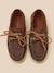 Chaussures bateau en cuir garçon Marine+Marron 9 - vertbaudet enfant 