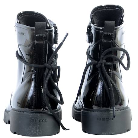 Bottines en cuir  vernis  à lacets Noir 4 - vertbaudet enfant 