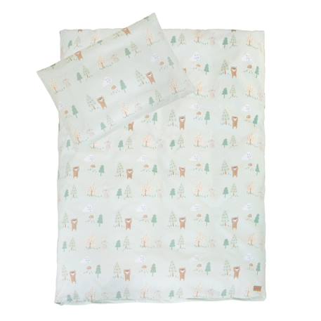 Parure housse de couette et taie d'oreiller woodland buddies Vert pastel 4 - vertbaudet enfant 