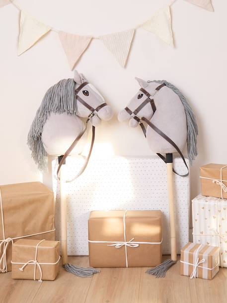 Hobby horse - Cheval bâton taille M Bai+Blanc+Créme+Gris+Noir+Pie noir 21 - vertbaudet enfant 
