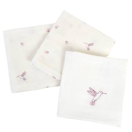 Lot de 3 langes gaze de coton bio Ananas+Baleine+Beige+Bleu+Citrons+Colibri (parme)+Forêt+Noel magique+Sable+Vert sauge 23 - vertbaudet enfant 