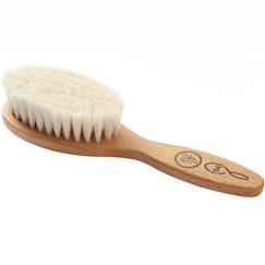 Puériculture-Brosse à cheveux bébé en hêtre rouge et soie de chèvre