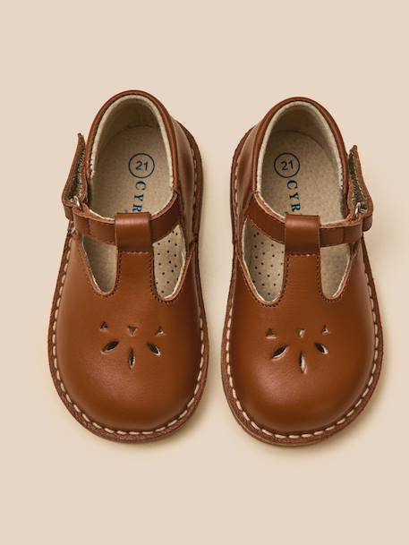 Salomés en cuir bébé Camel+Marine 3 - vertbaudet enfant 