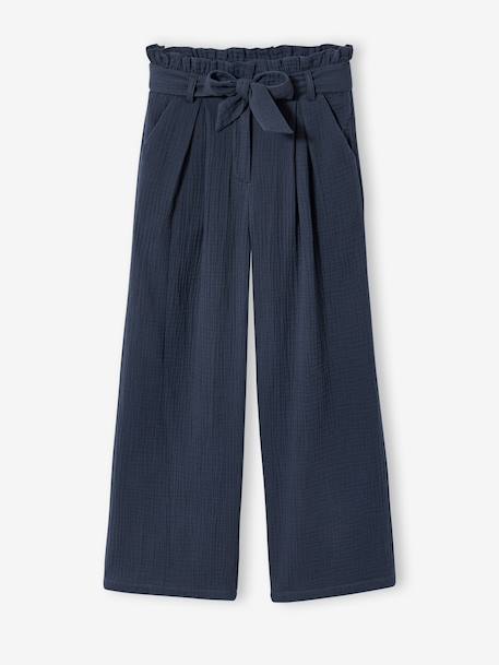 Pantalon en gaze de coton fille Jonen encre+kaki 6 - vertbaudet enfant 