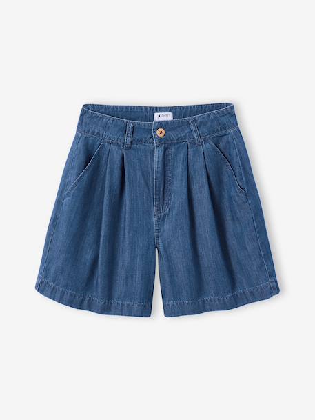 Ensemble short chemise fille denim léger bleu moyen 5 - vertbaudet enfant 