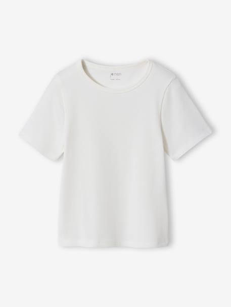 Lot 3 T-shirt côtelé écru 4 - vertbaudet enfant 