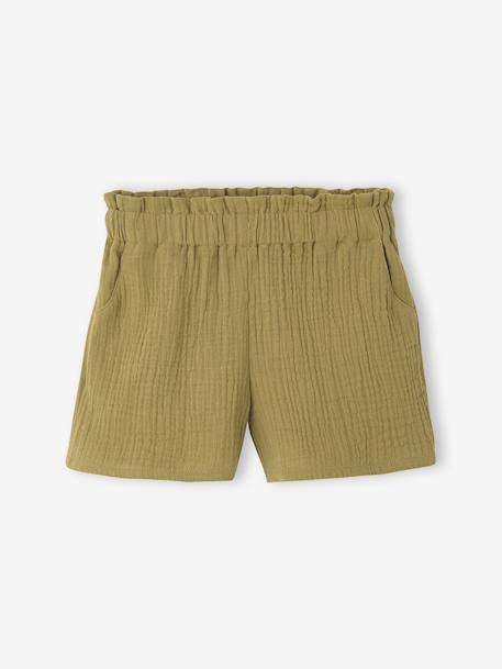 Short gaze de coton fille Capsule mère-fille olive 7 - vertbaudet enfant 