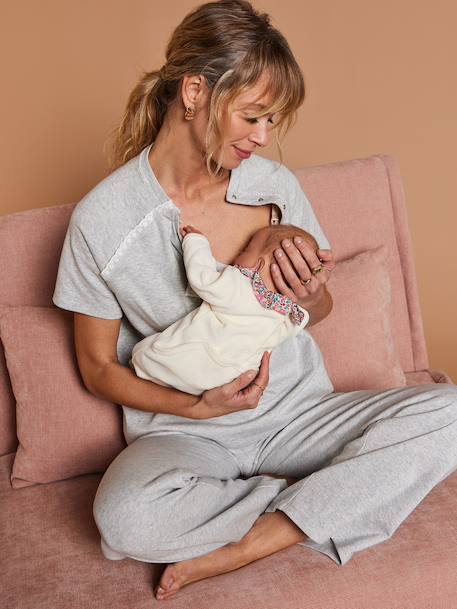 Ensemble pantalon grossesse allaitement gris chiné 3 - vertbaudet enfant 