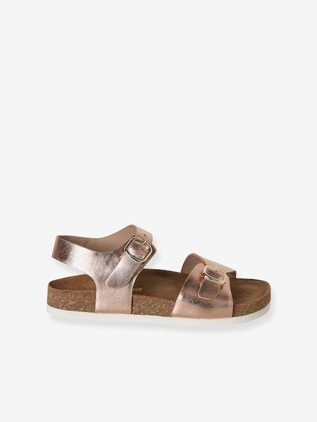 Sandales enfant cuir à doubles boucles or+rose pâle 7 - vertbaudet enfant 