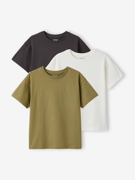 Lot de 3 t-shirts Basics garçon unis olive 1 - vertbaudet enfant 