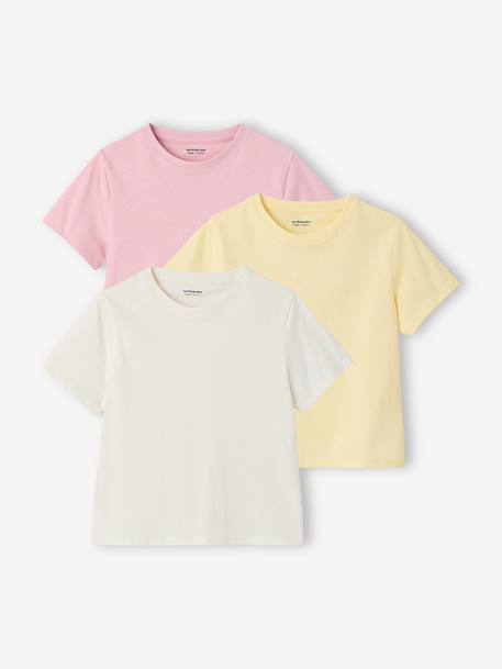 Lot de 3 tee-shirts fille personnalisable rose pâle 1 - vertbaudet enfant 