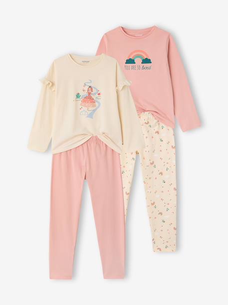 Lot de 2 pyjamas manches longues fille rose 1 - vertbaudet enfant 