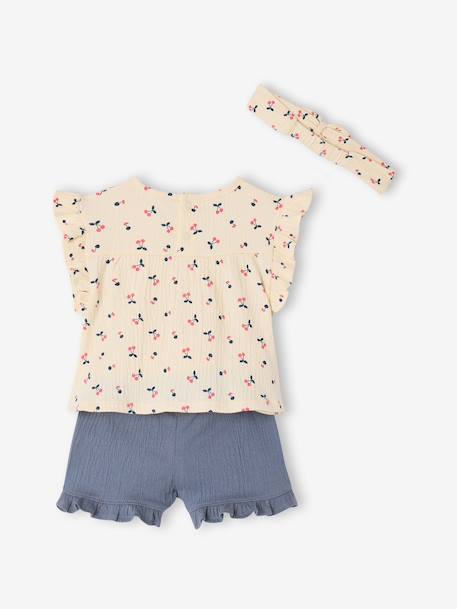 Ensemble bébé fille T-shirt short bandeau bleu ardoise 6 - vertbaudet enfant 