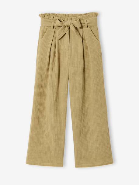 Pantalon en gaze de coton fille Jonen encre+kaki 7 - vertbaudet enfant 