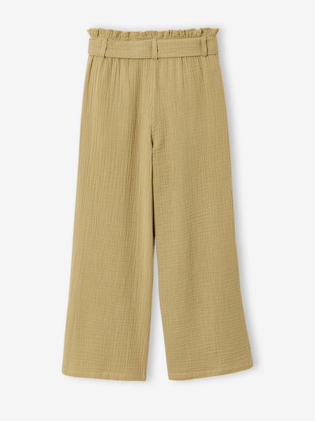 Pantalon en gaze de coton fille Jonen encre+kaki 8 - vertbaudet enfant 