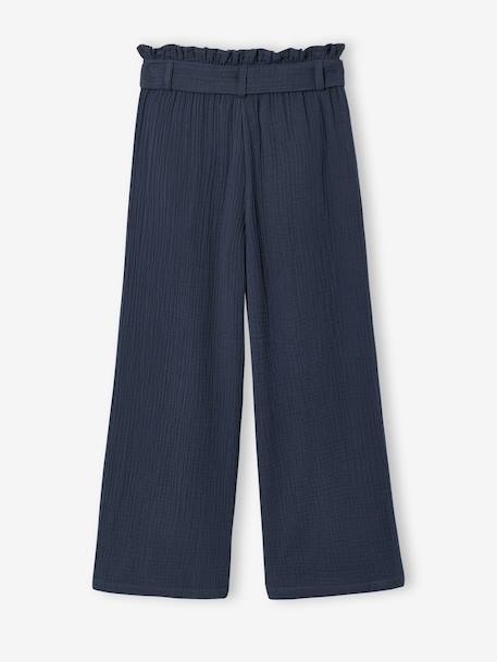 Pantalon en gaze de coton fille Jonen encre+kaki 3 - vertbaudet enfant 