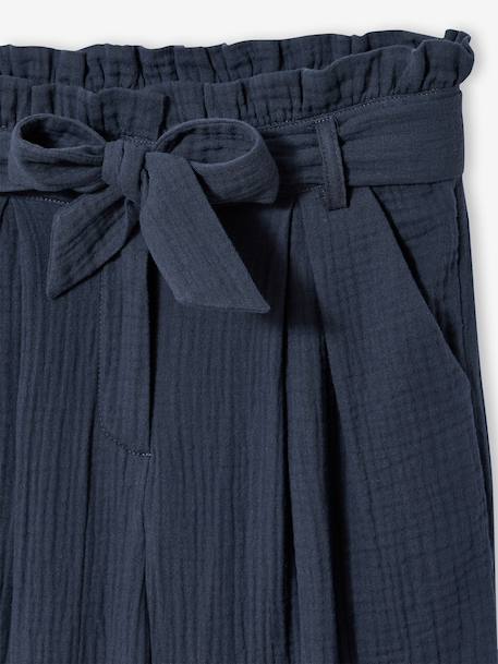 Pantalon en gaze de coton fille Jonen encre+kaki 4 - vertbaudet enfant 