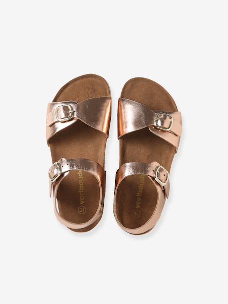 Sandales enfant cuir à doubles boucles or+rose pâle 9 - vertbaudet enfant 