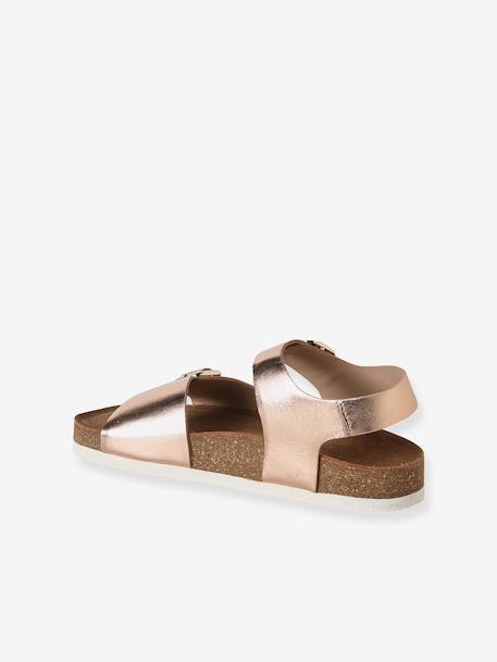 Sandales enfant cuir à doubles boucles or+rose pâle 8 - vertbaudet enfant 