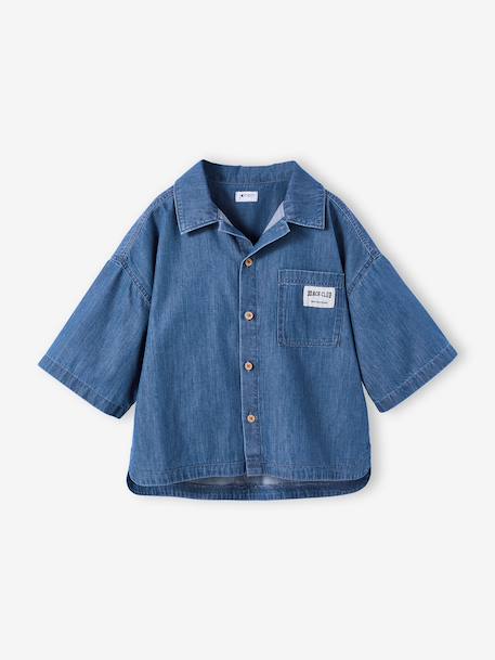 Ensemble short chemise fille denim léger bleu moyen 4 - vertbaudet enfant 