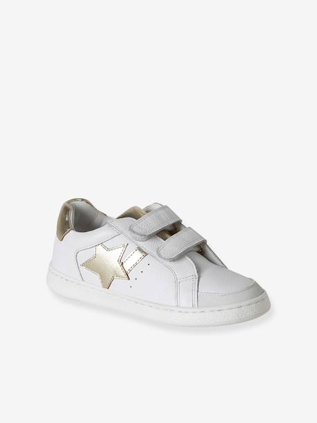 Baskets scratchées cuir enfant collection maternelle blanc+rose pâle 1 - vertbaudet enfant 