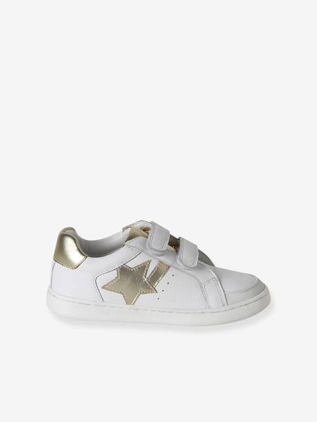 Baskets scratchées cuir enfant collection maternelle blanc+rose pâle 2 - vertbaudet enfant 