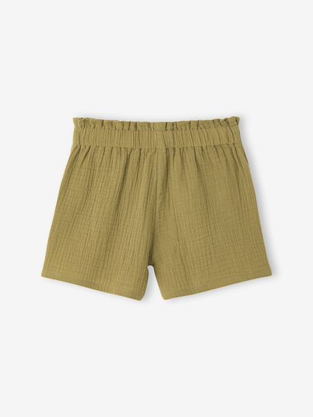 Short gaze de coton fille Capsule mère-fille olive 4 - vertbaudet enfant 