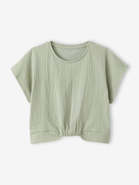 Blouse manches courtes blanc imprimé+vert amande 7 - vertbaudet enfant 