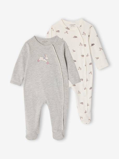 Lot de 2 pyjamas dors-bien bébé naissance gris chiné 1 - vertbaudet enfant 