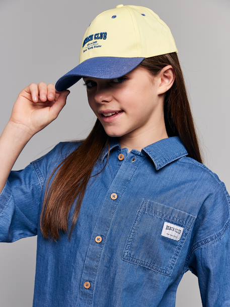 Ensemble short chemise fille denim léger bleu moyen 2 - vertbaudet enfant 