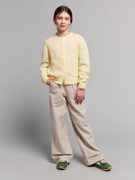 Pantalon large fille fluide rayé beige 2 - vertbaudet enfant 