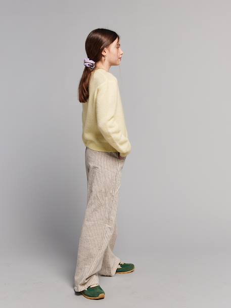 Pantalon large fille fluide rayé beige 3 - vertbaudet enfant 