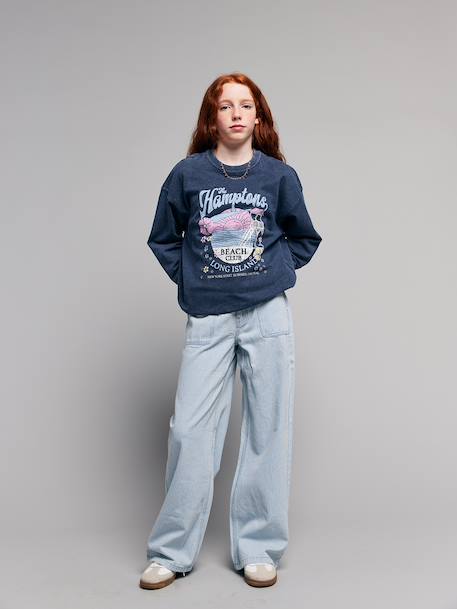 Pantalon large fille rayé rayé bleu 3 - vertbaudet enfant 