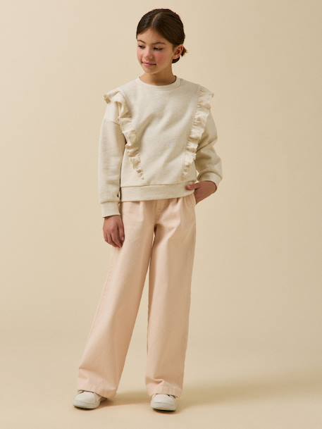 Sweat à volants  - coton biologique Ecru chine 5 - vertbaudet enfant 