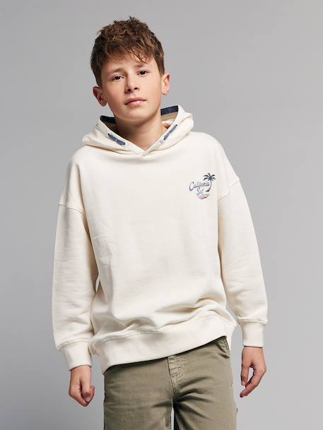 Sweat capuche garçon oversize imprimé dos écru 1 - vertbaudet enfant 