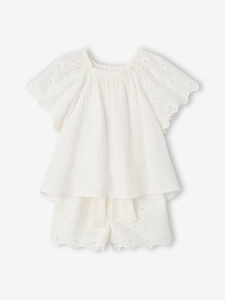Ensemble 2 pièces short fille Ella Happy Time blanc 1 - vertbaudet enfant 