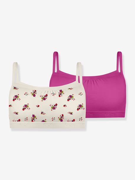 Fille-Lot de 2 brassières en coton stretch