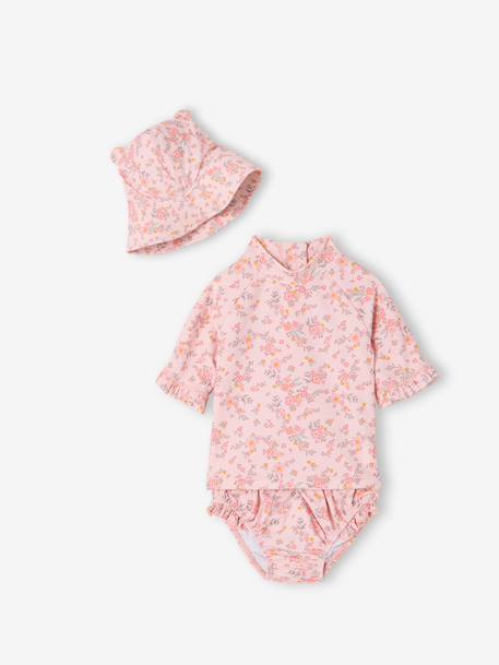 Maillot bain anti uv 3 pièces rose poudré 2 - vertbaudet enfant 