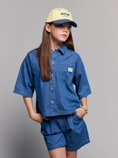 -Ensemble short chemise fille denim léger