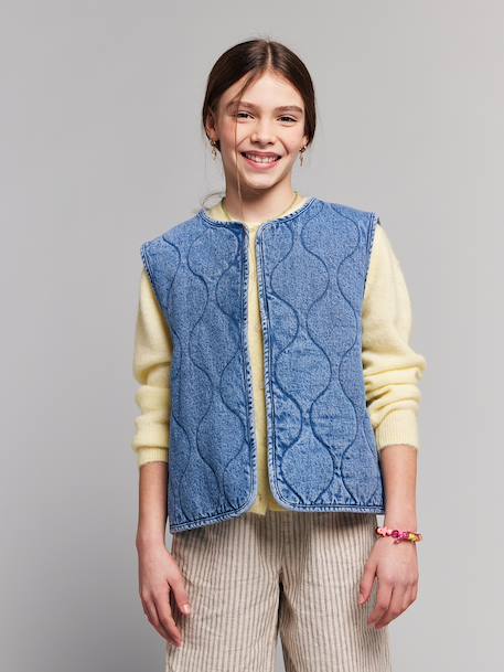 Veste sans manches denim bleu moyen 1 - vertbaudet enfant 