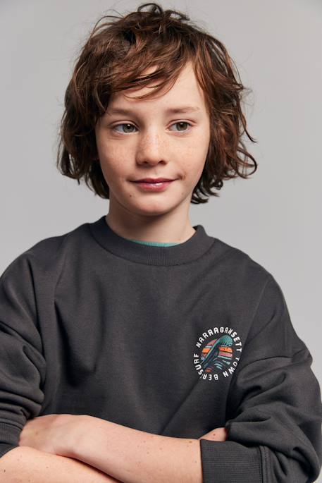 Sweat garçon col rond oversize anthracite 7 - vertbaudet enfant 