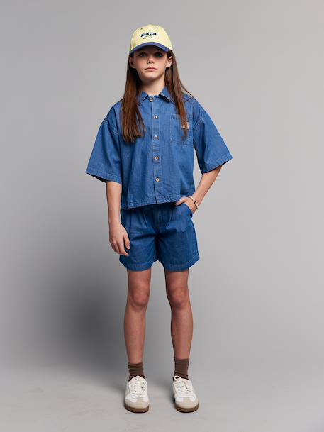 Ensemble short chemise fille denim léger bleu moyen 6 - vertbaudet enfant 