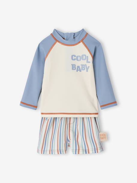 Ensemble maillot de bain bébé anti UV bleu grisé 2 - vertbaudet enfant 